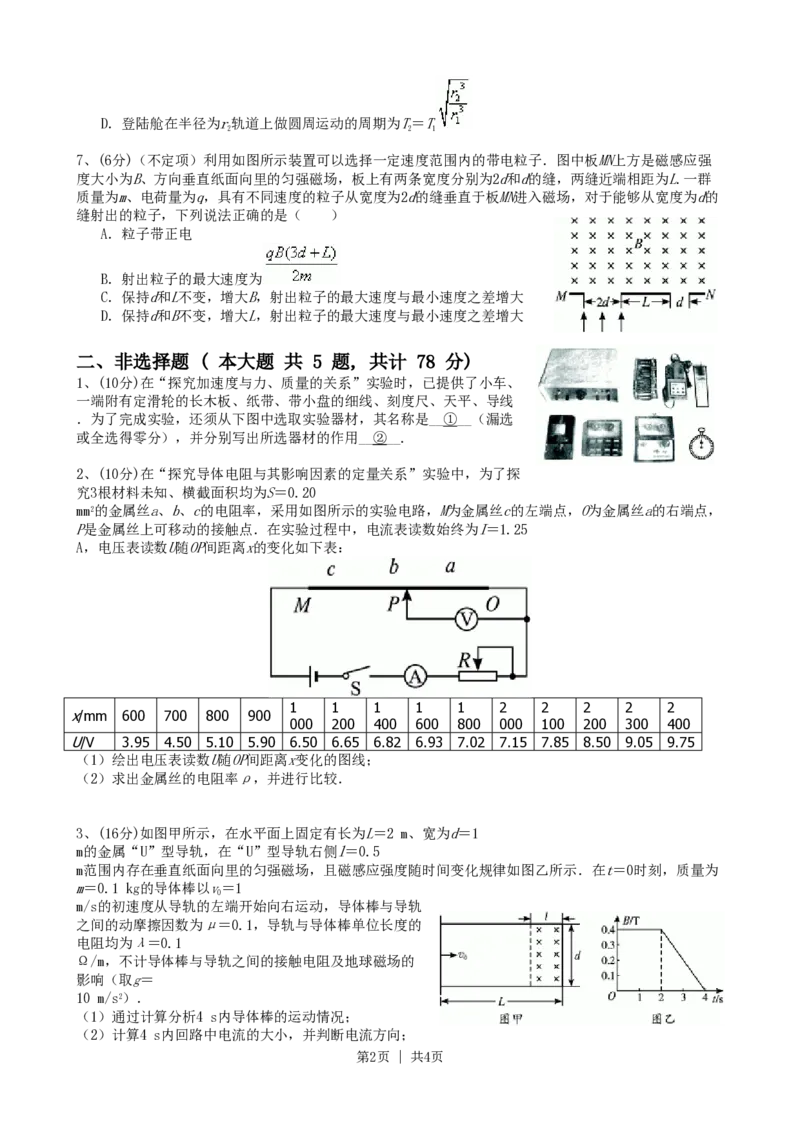 2010年高考物理真题（浙江）（空白卷）_物理历年高考真题_新&middot;PDF版2008-2025&middot;高考物理真题_物理（按年份分类）2008-2025_2010&middot;高考物理真题
