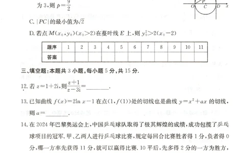 12025年全国100所名校高考模拟示范卷数学（一）_2025年3月_2503302025年全国100所名校高考模拟示范卷数学（一~九）