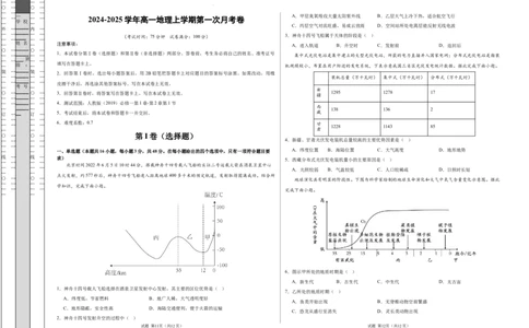 高一地理第一次月考卷（考试版A3）测试范围：人教版（2019）必修一第1章~第2章第1节（新八省专用）_1多考区联考试卷