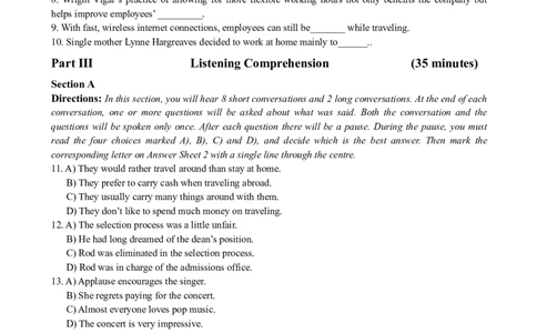 2009年12月英语六级真题及答案_英语四六级整合_英语四六级真题版本二此版为主此文件夹会持续更新_六级真题_1.六级真题+答案解析+听力音频_2009年12月CET6