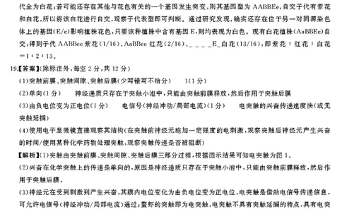 湖南省天壹名校联盟2026届高三8月入学考试生物答案_2025年8月_250831湖南省天壹名校联盟2026届高三8月入学考试（湘潭市2026届高三第一次模拟考试）（全科）