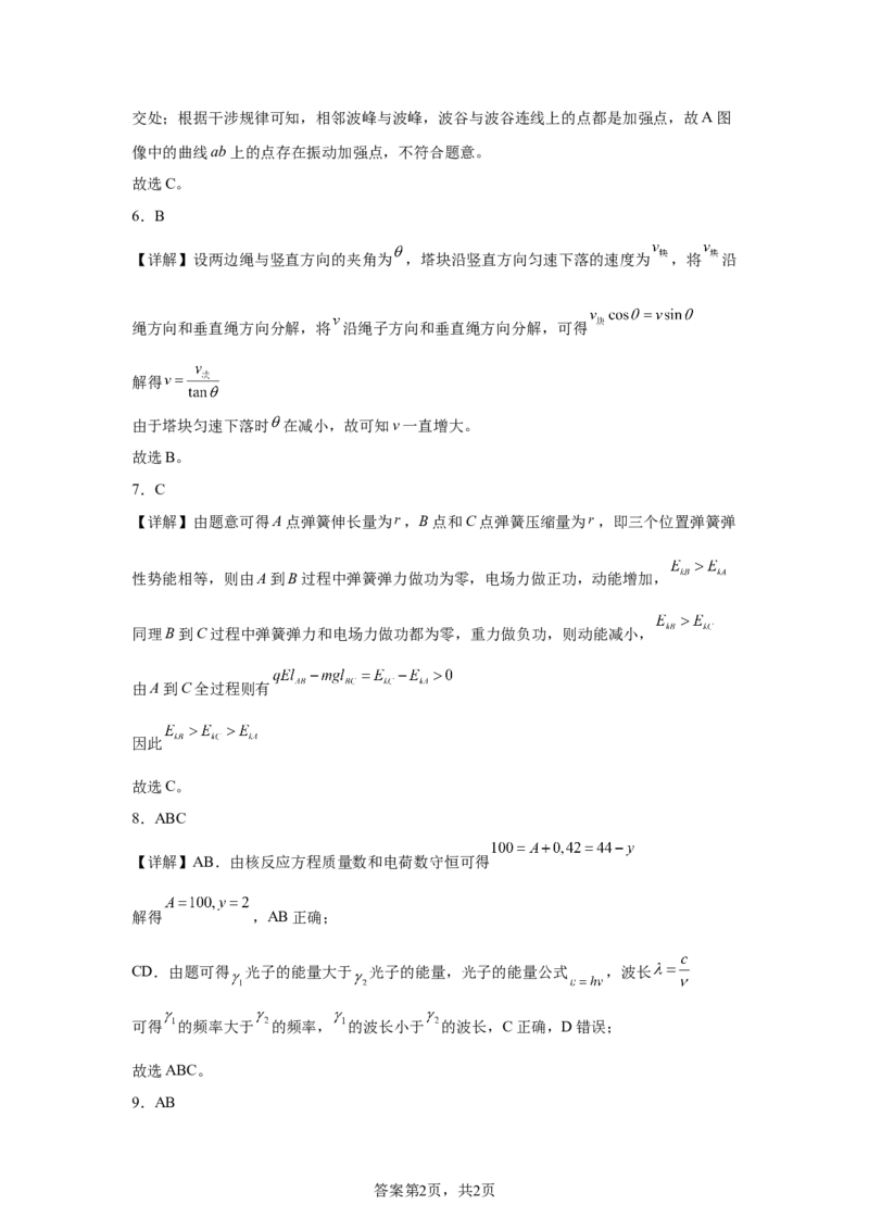 黑、吉、辽、内蒙2025年高考物理真题文档版（含答案）适用地区：辽宁、黑龙江、吉林、内蒙古_1.高考2025全国各省真题+答案_7.高考物理试题及答案更新中