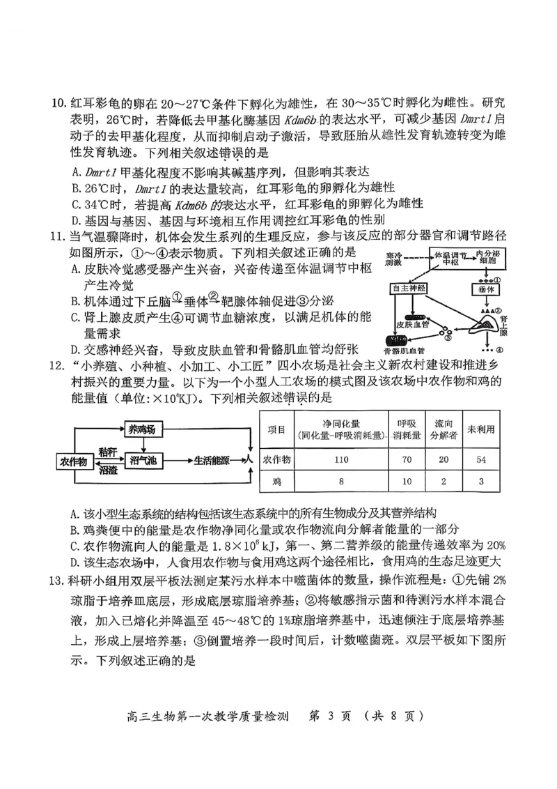 生物试卷漳州市2026届高中毕业班第一次质量检测_2025年9月_250903福建省漳州市2026届高中毕业班第一次质量检测（全科）_福建省漳州市2026届高中毕业班第一次质量检测生物