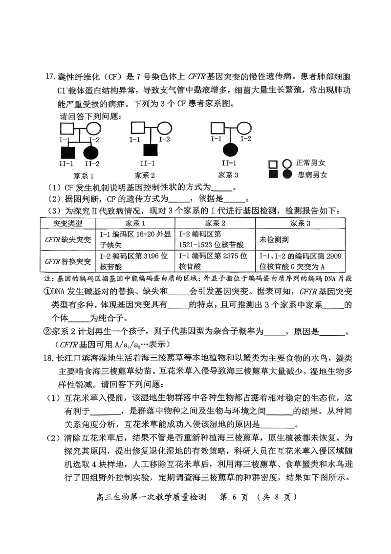 生物试卷漳州市2026届高中毕业班第一次质量检测_2025年9月_250903福建省漳州市2026届高中毕业班第一次质量检测（全科）_福建省漳州市2026届高中毕业班第一次质量检测生物