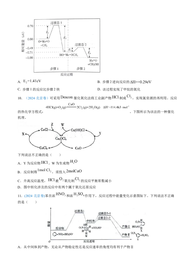 专题06化学反应中的能量变化和反应机理-三年（2022-2024）高考化学真题分类汇编（全国通用）（学生卷）_近10年高考真题汇编（必刷）