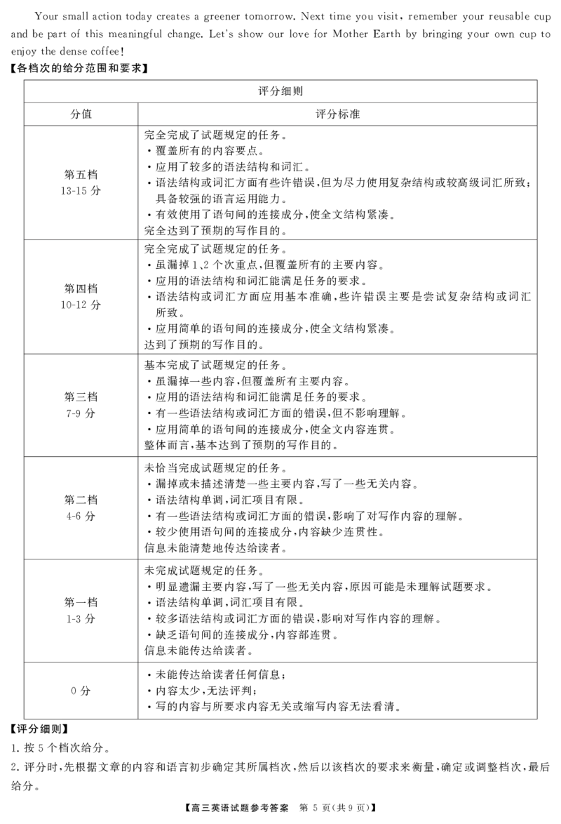 湖南省天壹名校联盟2025届高三5月适应性考试英语答案_2025年5月_250512湖南省天壹名校联盟2025届高三5月适应性考试（全科）