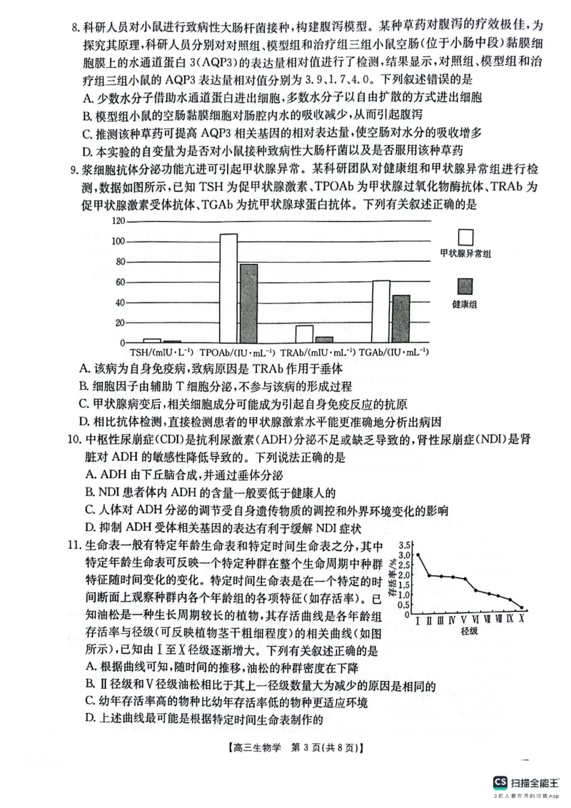 生物_2025年4月_250411山西、陕西、宁夏、青海四省区普通高中新高考高三质量检测金太阳4月联考（全科）_生物