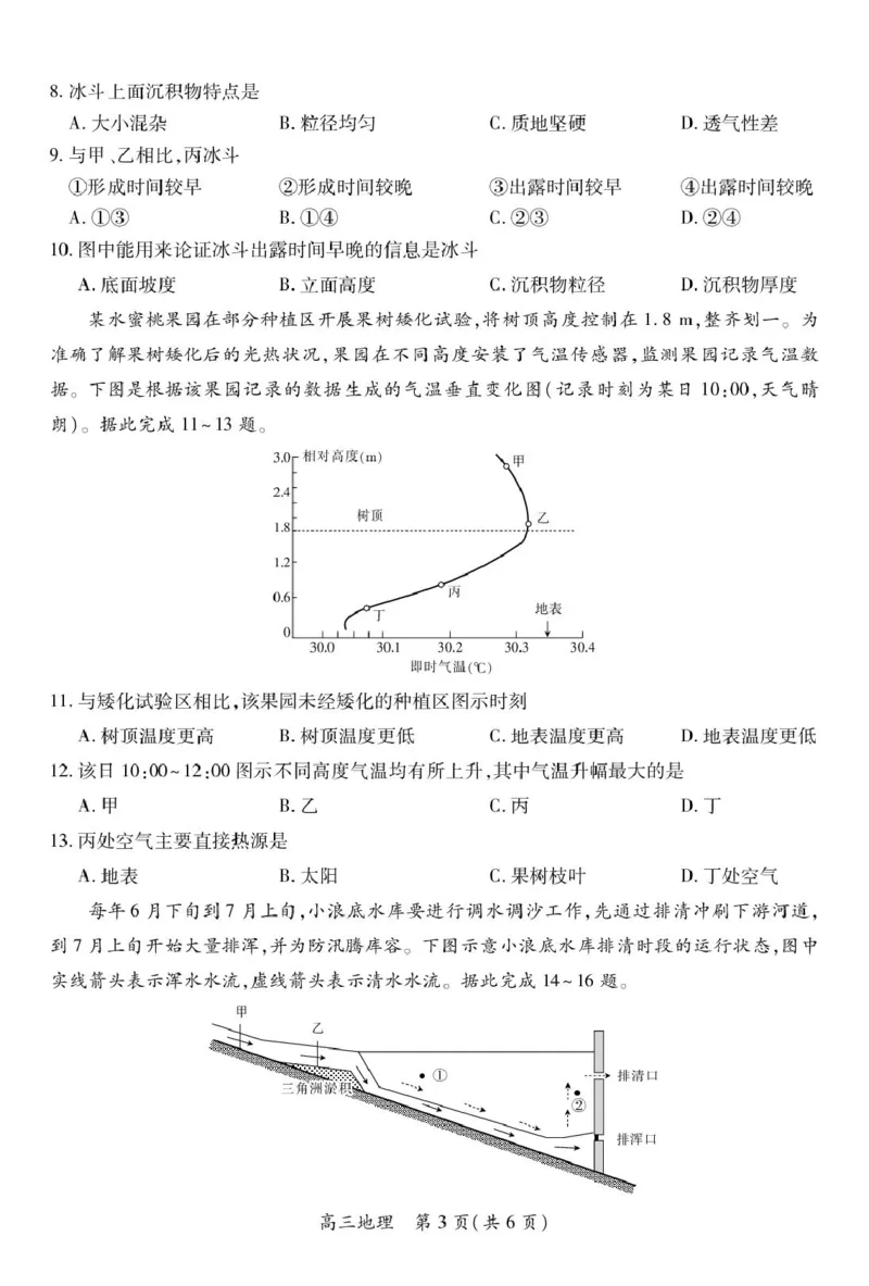 江西省上进联考2024-2025学年高三下学期3月联合检测地理试卷（含答案）_2025年3月_250312江西省上进联考2024-2025学年高三下学期3月联合检测（全科）