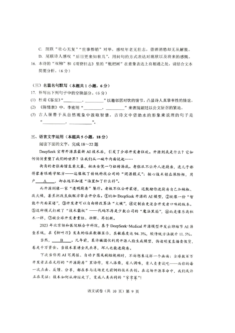 语文三模_2025年5月_2505192025届湖北省新八校协作体高三下学期5月壮行考（全科）_01语文