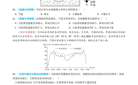 专题06自然地理环境的整体性与差异性（内含植被与土壤）学易金卷：2023年高考真题和模拟题地理分项汇编（原卷卷）_近10年高考真题汇编（必刷）