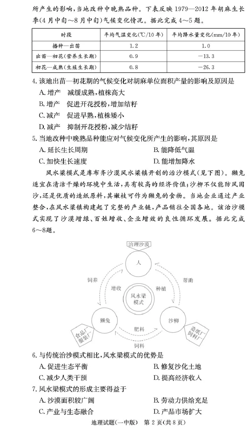 地理试卷（26月考一Y）_2025年9月_250910湖南省长沙市第一中学2025-2026学年高三上学期9月月考（一）（全科）_湖南省长沙市第一中学2025-2026学年高三上学期9月月考地理试题