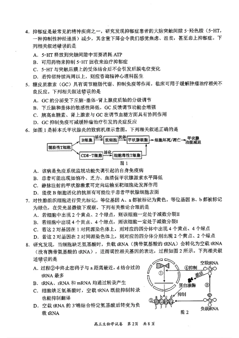 生物试卷_2025年2月_2502192025届广东省梅州市高三下学期模拟预测（一）（全科）_2025届广东梅州一模生物