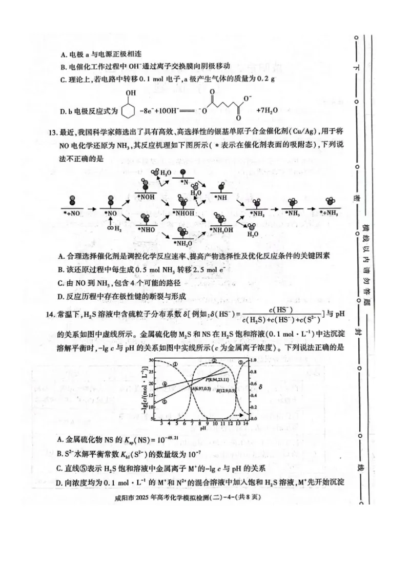 陕西省咸阳市2025届高三第二次模拟-化学_2025年3月_250330陕西省咸阳市2025届高三第二次模拟（全科）_陕西省咸阳市2025届高三下学期高考模拟检测(二)化学