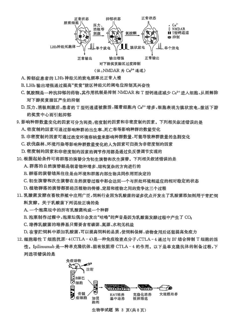 湖南省2025届高三九校联盟第二次联考生物_2025年3月_250315湖南省九校联盟2025届高三下学期第二次联考（全科）_湖南省九校联盟2025届高三下学期第二次联考生物