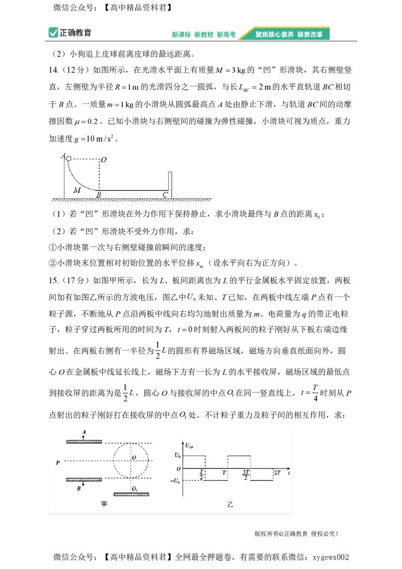 2024届明日之星高考物理精英模拟卷江西版_2024高考押题卷_72024正确教育全系列_2024明日之星全系列_（新高考）2024《明日之星&middot;高考精英模拟卷》（九科全）各一套