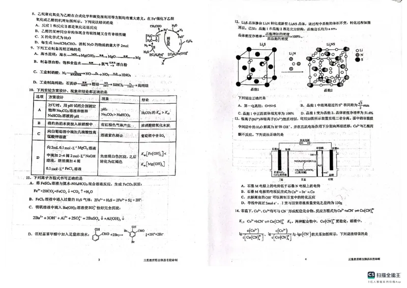 陕西省三重教育2025届高考预测卷（二）化学_2025年2月_250206陕西省三重教育2025届高考预测卷（二）