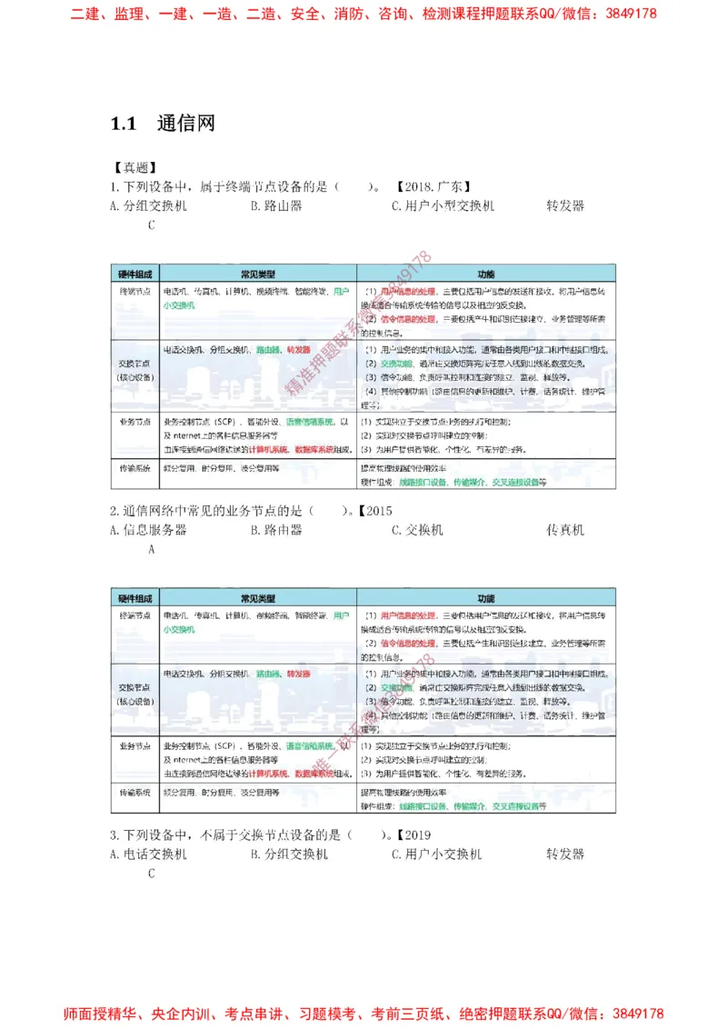 1.1-1.2精讲课后练习答案解析._2026年一级建造师_2026年一建通信_2025年一建通信SVIP_02-基础精讲✿高端面授✿深度强化_11-通信《直播精讲班》牛飞SMR推荐