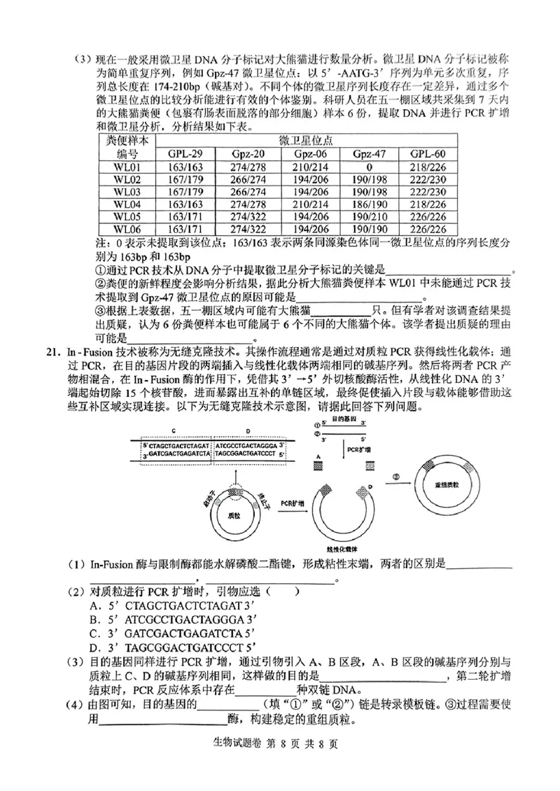 湖南省株洲市2025届高三上学期教学质量统一检测生物_2025年1月_250111湖南省株洲市2025届高三上学期教学质量统一检测（株洲一模）