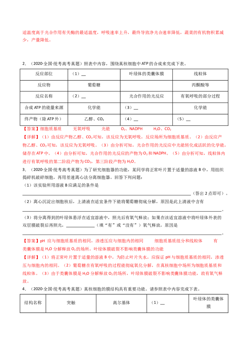 专题07细胞代谢的综合（解析卷）_近10年高考真题汇编（必刷）_十年（2014-2024）高考生物真题分项汇编（全国通用）_十年（2014-2023）高考生物真题分项汇编（全国通用）
