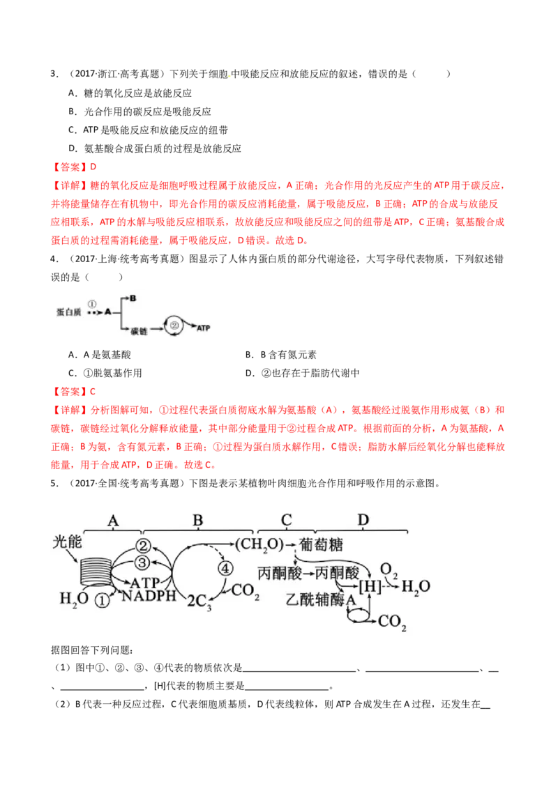 专题07细胞代谢的综合（解析卷）_近10年高考真题汇编（必刷）_十年（2014-2024）高考生物真题分项汇编（全国通用）_十年（2014-2023）高考生物真题分项汇编（全国通用）