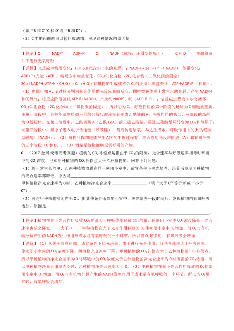 专题07细胞代谢的综合（解析卷）_近10年高考真题汇编（必刷）_十年（2014-2024）高考生物真题分项汇编（全国通用）_十年（2014-2023）高考生物真题分项汇编（全国通用）