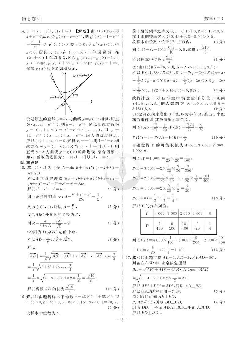 衡水金卷信息卷6套数学答案_2025年4月_250415衡水金卷-先享题-信息卷数学（共6套）