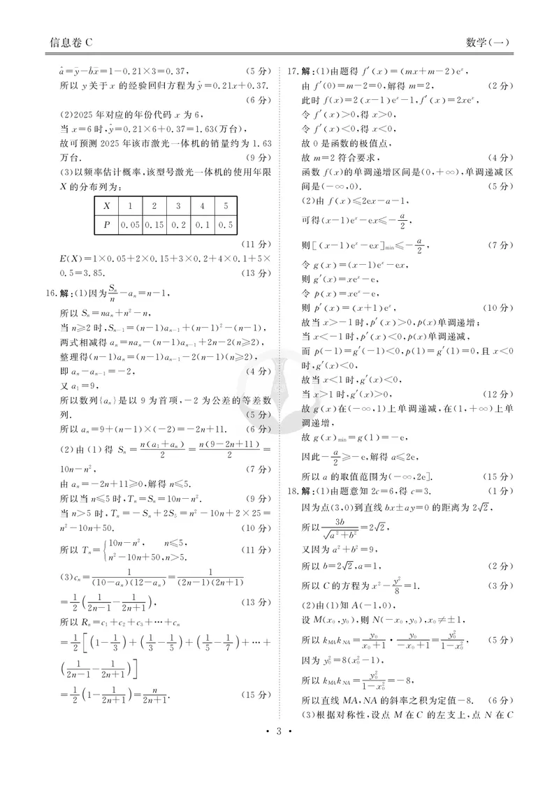 衡水金卷信息卷6套数学答案_2025年4月_250415衡水金卷-先享题-信息卷数学（共6套）
