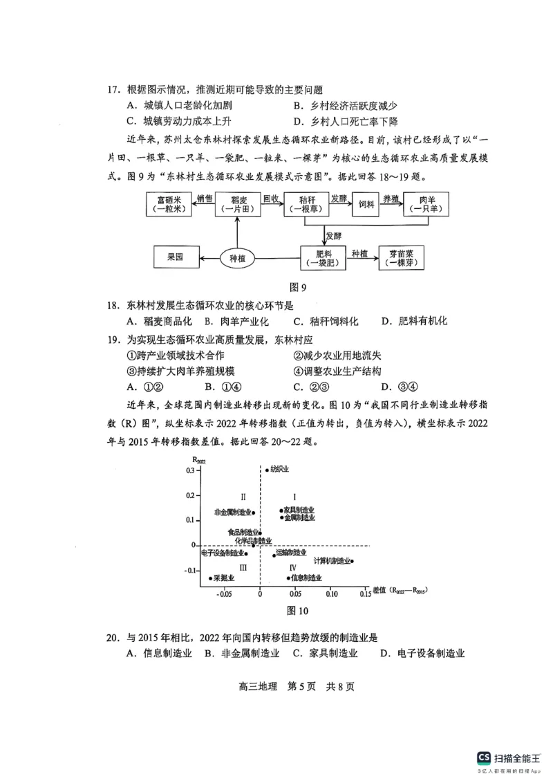 地理试卷江苏省苏州市2024-2025学年高三上学期1月期末地理试题_2025年1月_250115江苏省苏州市2024-2025学年高三上学期1月期末（全科）