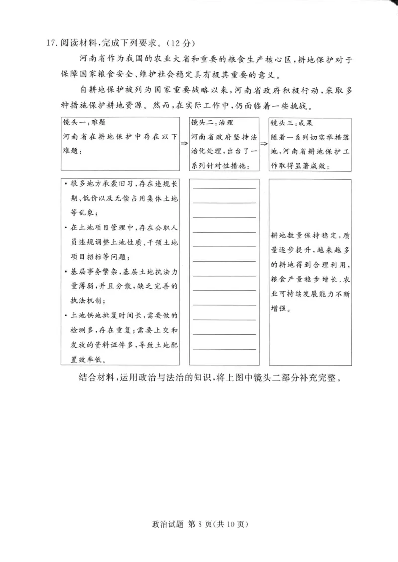 湘豫名校2025届高三下学期第四次模拟考试政治试题（PDF版，无答案）_2025年5月_250527湘豫名校联考2024-2025学年高三下学期第四次模拟考试（全科）