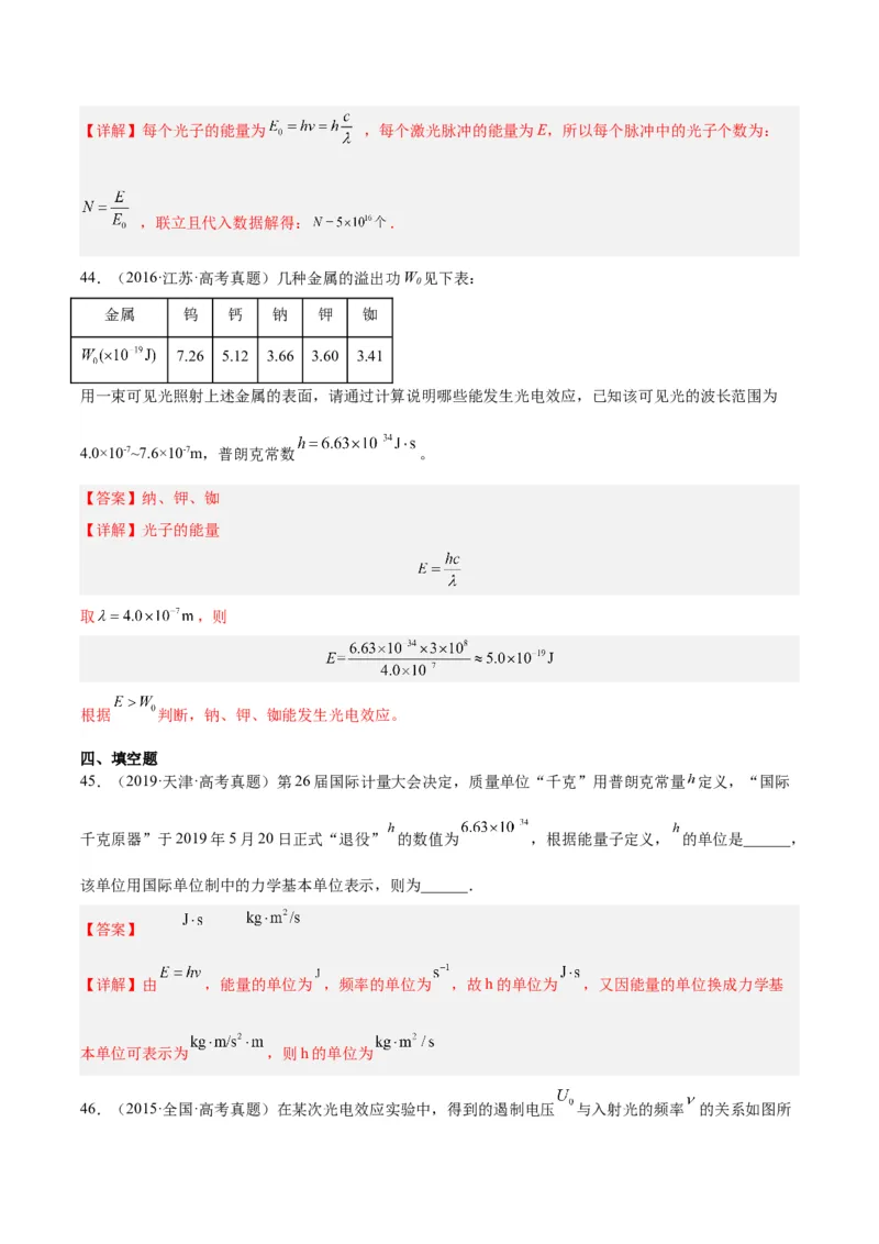 专题66光电效应（解析卷）-十年（2014-2023）高考物理真题分项汇编（全国通用）_近10年高考真题汇编（必刷）_十年（2014-2024）高考物理真题分项汇编（全国通用）