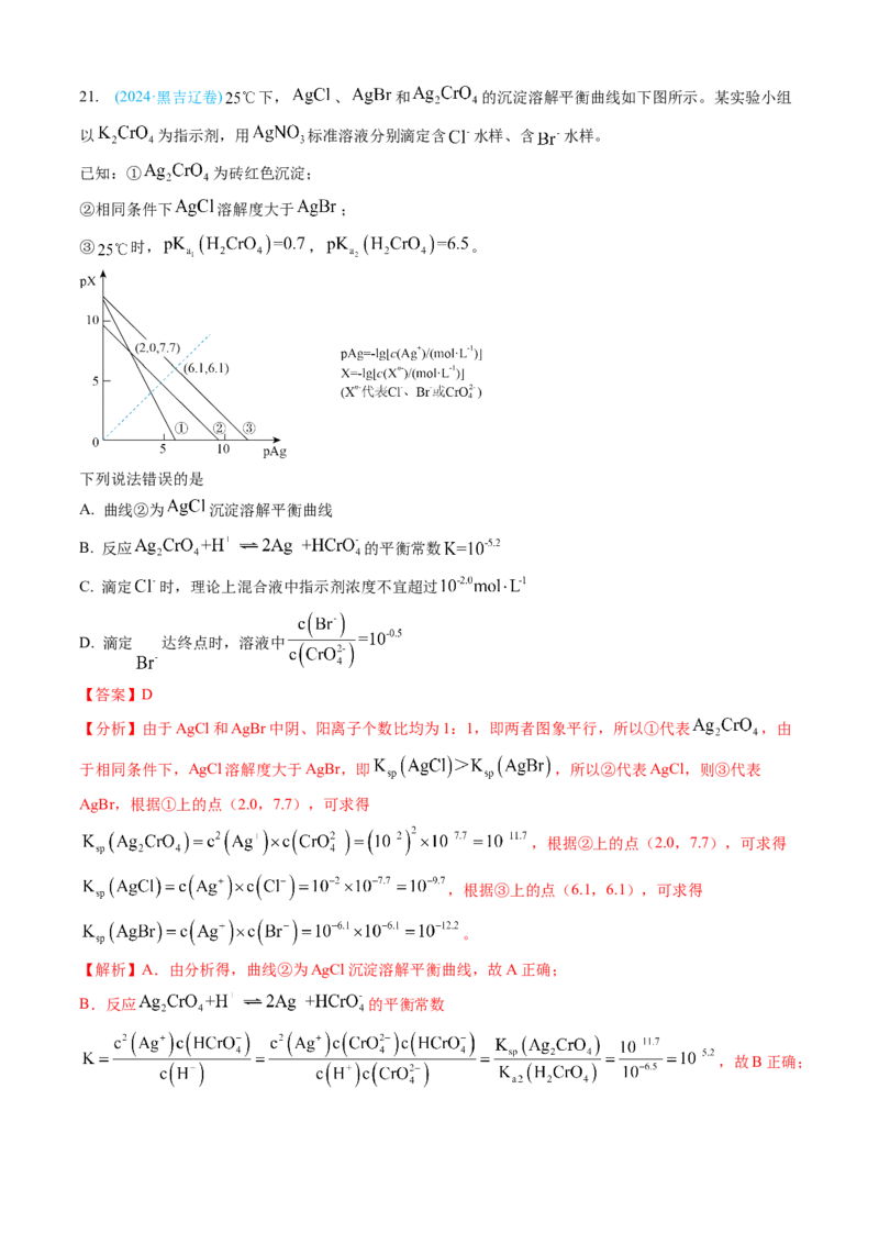 专题09水溶液中的离子反应与平衡-三年（2022-2024）高考化学真题分类汇编（全国通用）（教师卷）_近10年高考真题汇编（必刷）_十年（2014-2024）高考化学真题分项汇编（全国通用）