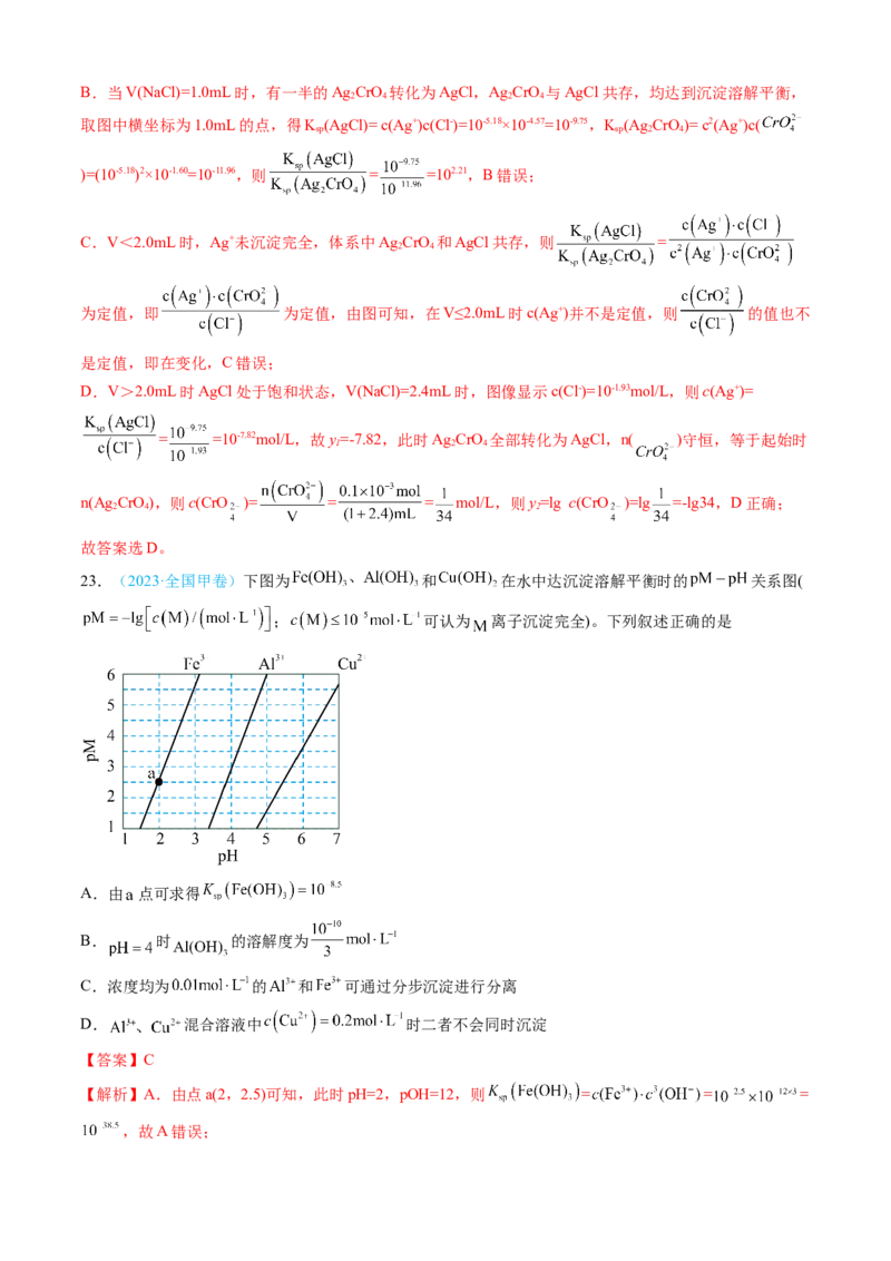 专题09水溶液中的离子反应与平衡-三年（2022-2024）高考化学真题分类汇编（全国通用）（教师卷）_近10年高考真题汇编（必刷）_十年（2014-2024）高考化学真题分项汇编（全国通用）