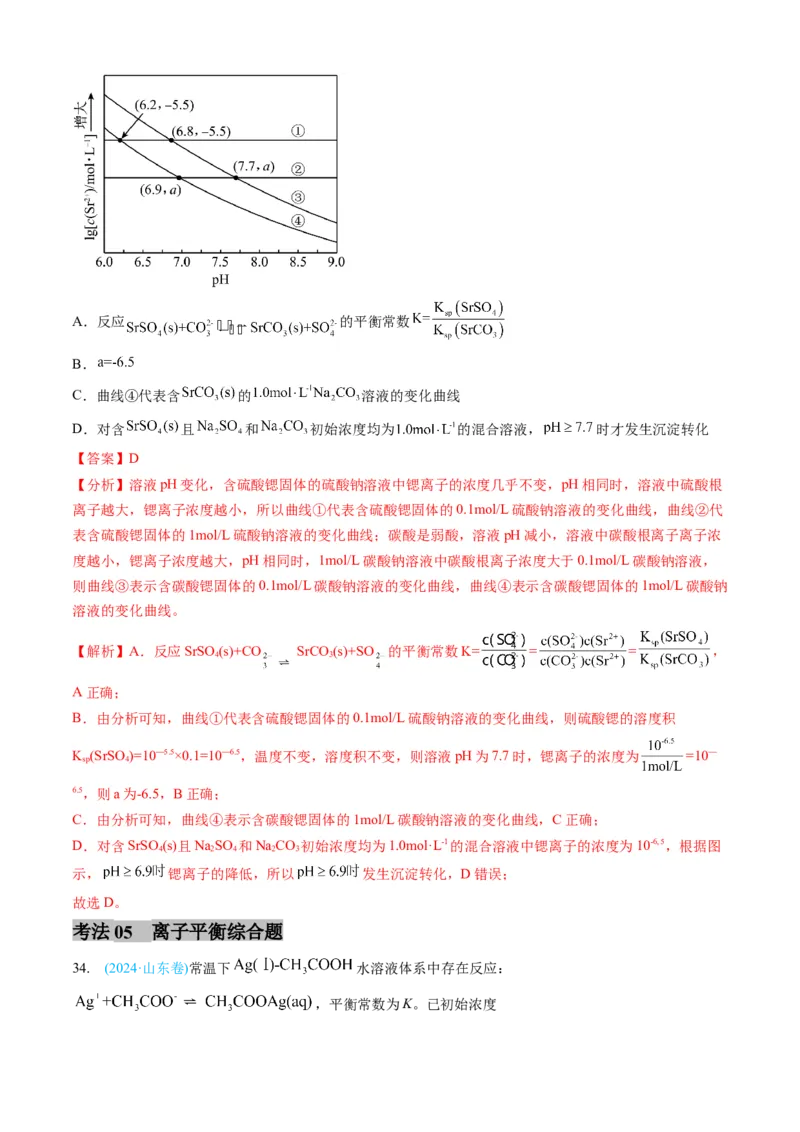 专题09水溶液中的离子反应与平衡-三年（2022-2024）高考化学真题分类汇编（全国通用）（教师卷）_近10年高考真题汇编（必刷）_十年（2014-2024）高考化学真题分项汇编（全国通用）