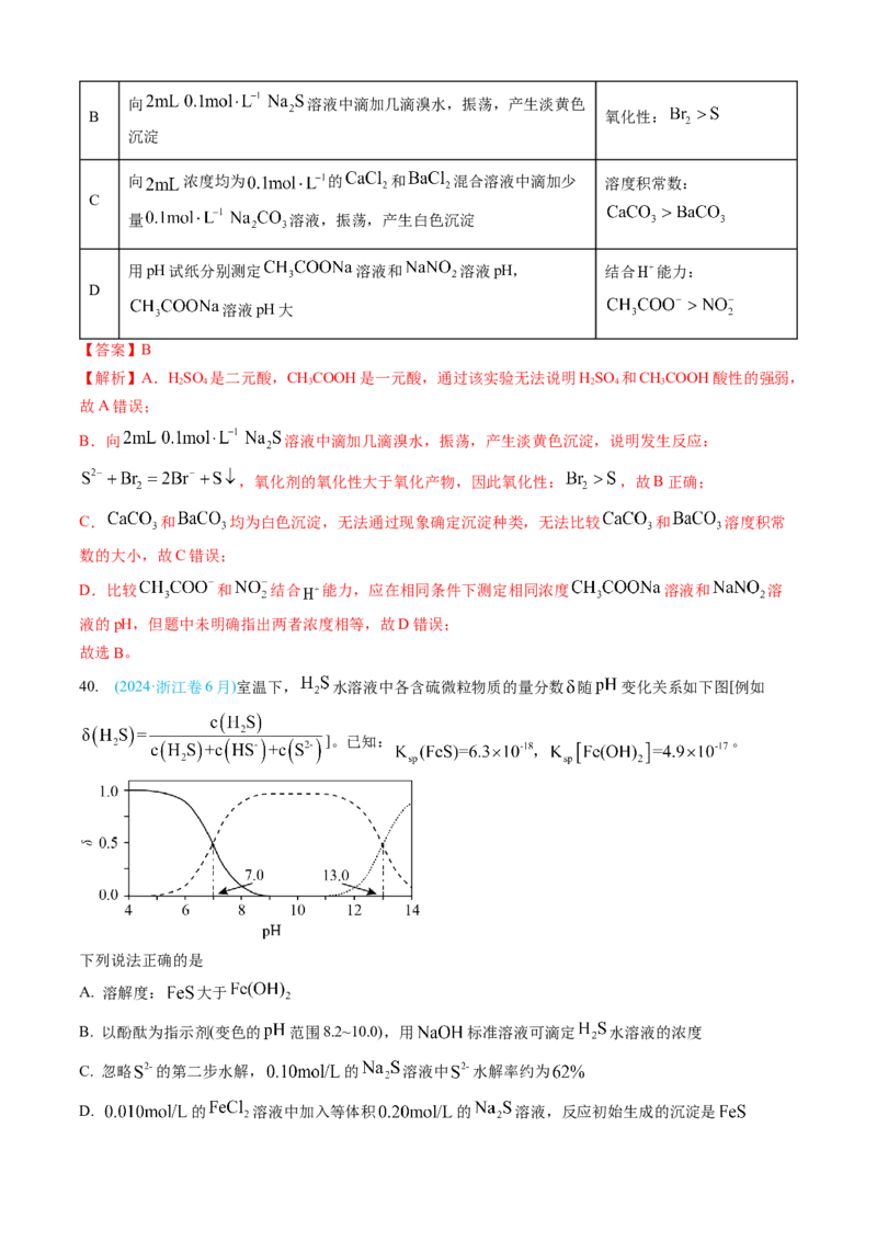 专题09水溶液中的离子反应与平衡-三年（2022-2024）高考化学真题分类汇编（全国通用）（教师卷）_近10年高考真题汇编（必刷）_十年（2014-2024）高考化学真题分项汇编（全国通用）