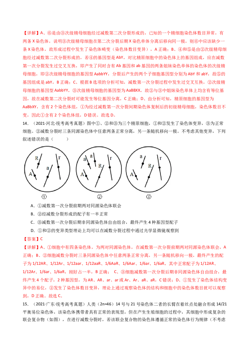 专题08有丝分裂和减数分裂（解析卷）_近10年高考真题汇编（必刷）_十年（2014-2024）高考生物真题分项汇编（全国通用）_十年（2014-2023）高考生物真题分项汇编（全国通用）