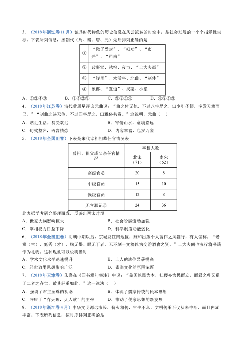 专题03辽宋夏金多民族政权的并立与元朝的统一（学生卷）_近10年高考真题汇编（必刷）_十年（2014-2024）高考历史真题分项汇编（全国通用）