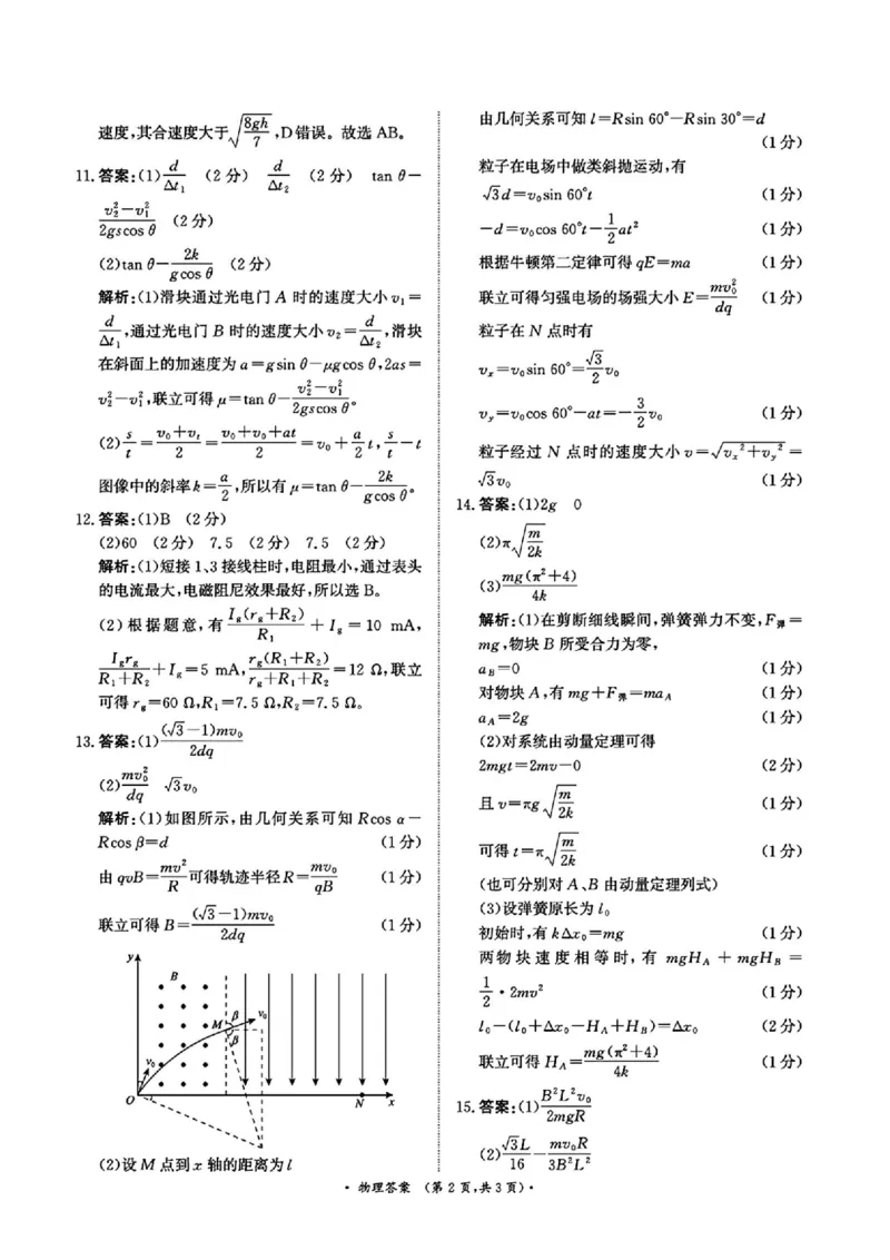 物理答案_2025年4月_2504172025届河南省青桐鸣高三4月大联考（全科）_2025届河南省青桐鸣高三4月大联考物理