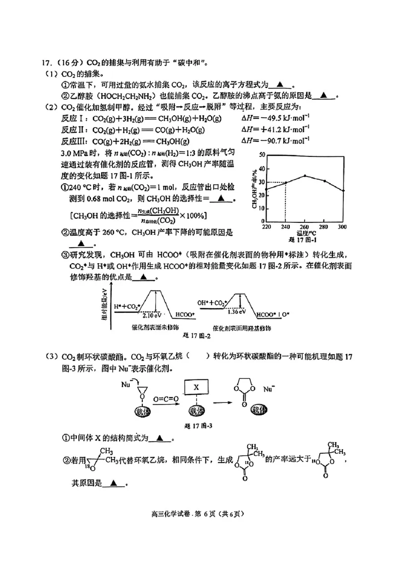 江苏省南京市、盐城市2025届高三下学期一模考试化学试题_2025年3月_250321江苏省南京市、盐城市2025届高三第一次模拟考试（全科）