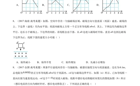 专题48线框进出磁场问题（原卷卷）-十年（2014-2023）高考物理真题分项汇编（全国通用）_近10年高考真题汇编（必刷）_十年（2014-2024）高考物理真题分项汇编（全国通用）