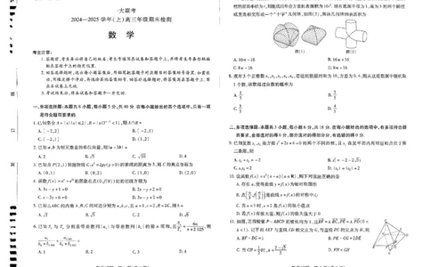 河南省名校大联考2024-2025学年高三上学期1月期末检测数学试题_2025年1月_250115皖豫天一大联考2025届高三年级1月期末检测（全科）_2025届皖豫天一大联考高三上学期1月期末检测数学