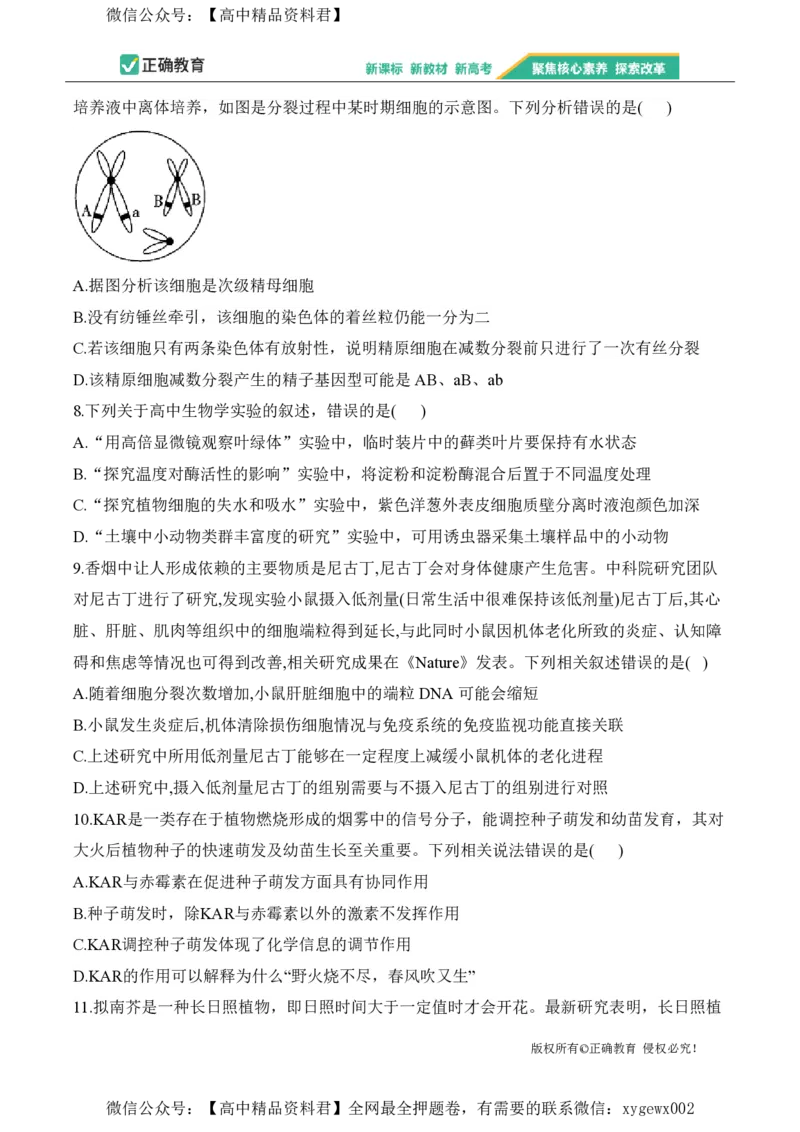 2024届明日之星高考生物精英模拟卷贵州版_2024高考押题卷_72024正确教育全系列_2024明日之星全系列_（新高考）2024《明日之星&middot;高考精英模拟卷》（九科全）各一套