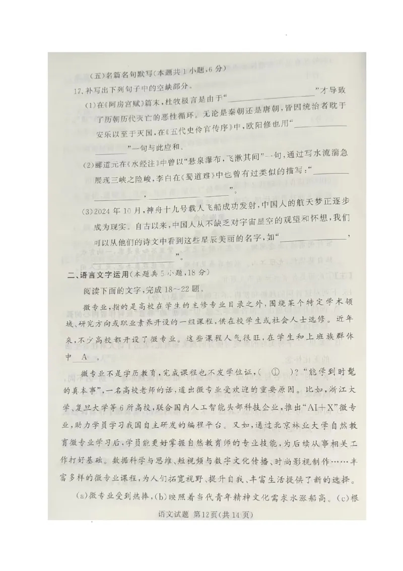 语文_2025年4月_2504292025届湘豫名校联考高三下学期第三次模拟考试_2025届湘豫名校联考高考下学期三模考试语文试卷