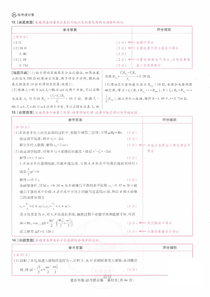 2024年王后雄高考押题预测卷重庆物理答案_2024高考押题卷_22024王hou雄_（新高考）2024王后雄押题预测卷（分科版）_4.物理