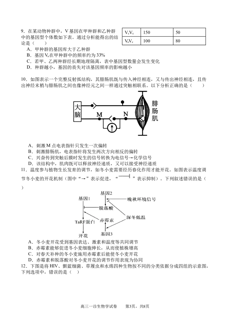 四川省字节精准教育联盟2026届高三上学期第一次诊断性考试模拟生物试卷（含解析）_2025年10月_251028四川省字节精准教育联盟2026届高三上学期第一次诊断性考试模拟（全科）