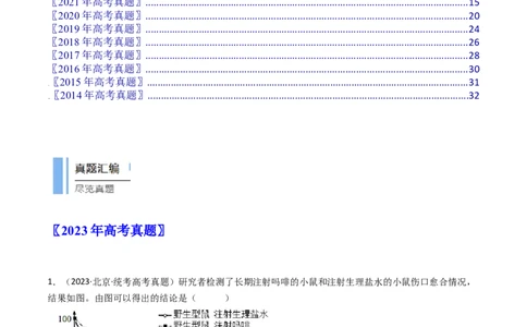 专题26实验与探究（原卷卷）_近10年高考真题汇编（必刷）_十年（2014-2024）高考生物真题分项汇编（全国通用）_十年（2014-2023）高考生物真题分项汇编（全国通用）