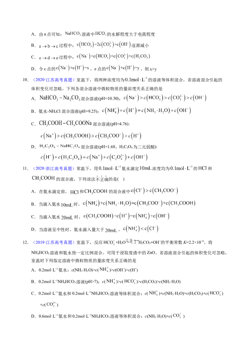 专题63溶液中粒子浓度大小比较（原卷卷）_近10年高考真题汇编（必刷）_十年（2014-2024）高考化学真题分项汇编（全国通用）_十年（2014-2023）高考化学真题分项汇编（全国通用）
