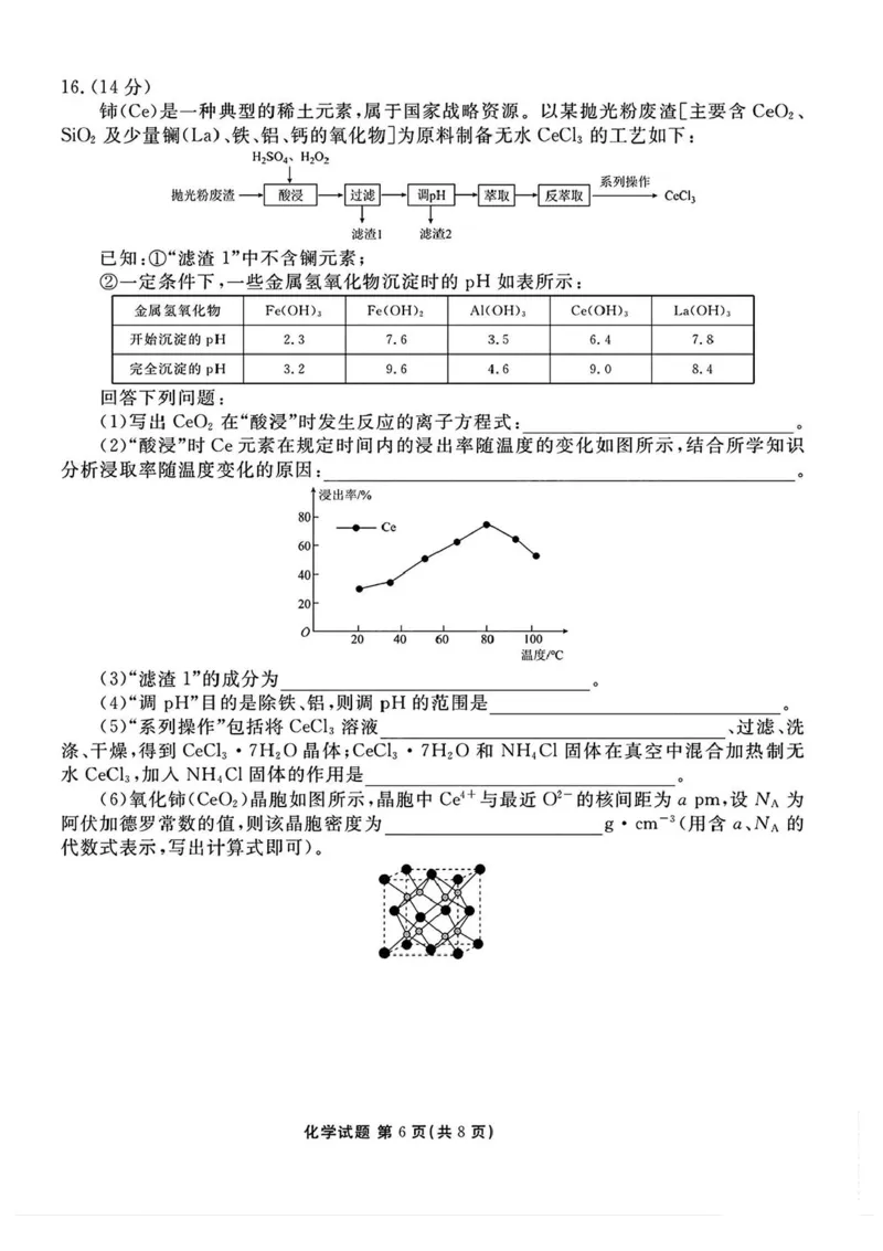 山西省部分学校2025届高三下学期2月开学联考化学试卷+答案_2025年2月_250217山西省衡水金卷2024-2025学年高三下学期2月开学联考（全科）