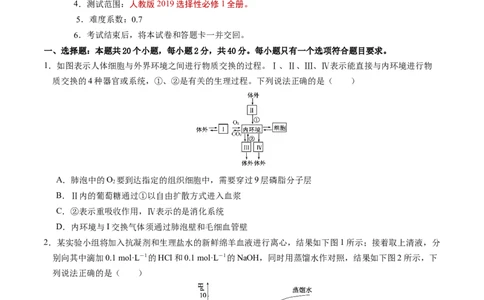 高二生物期中模拟卷01测试范围：人教版2019选必1全册（考试版A4）（新高考专用）(1)_1多考区联考_1014高二期中模拟卷（新高考通用）黄金卷：2024-2025学年高二上学期期中模拟考试
