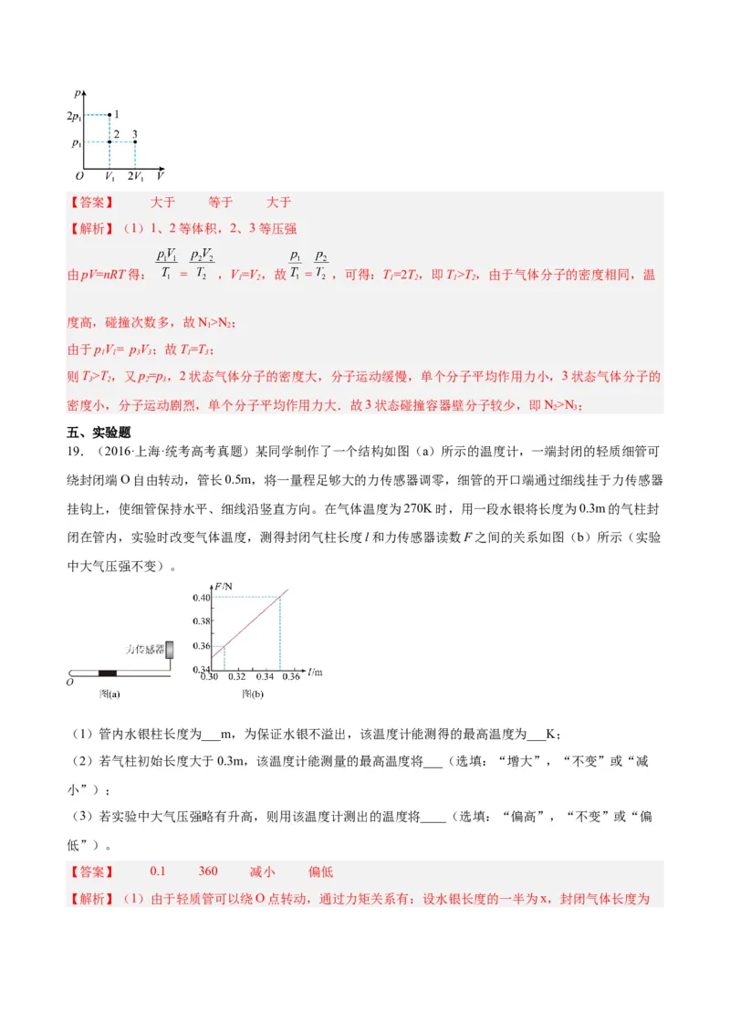 专题58气体的等圧変化（解析卷）-十年（2014-2023）高考物理真题分项汇编（全国通用）_近10年高考真题汇编（必刷）_十年（2014-2024）高考物理真题分项汇编（全国通用）