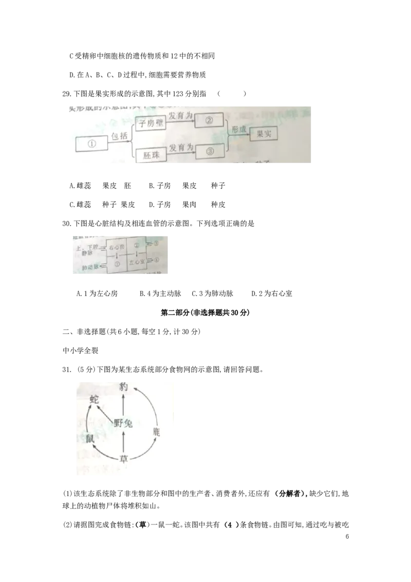 陕西省2019年中考生物真题试题_中考真题_8.生物中考真题2015-2024年_2019年全国中考生物92份